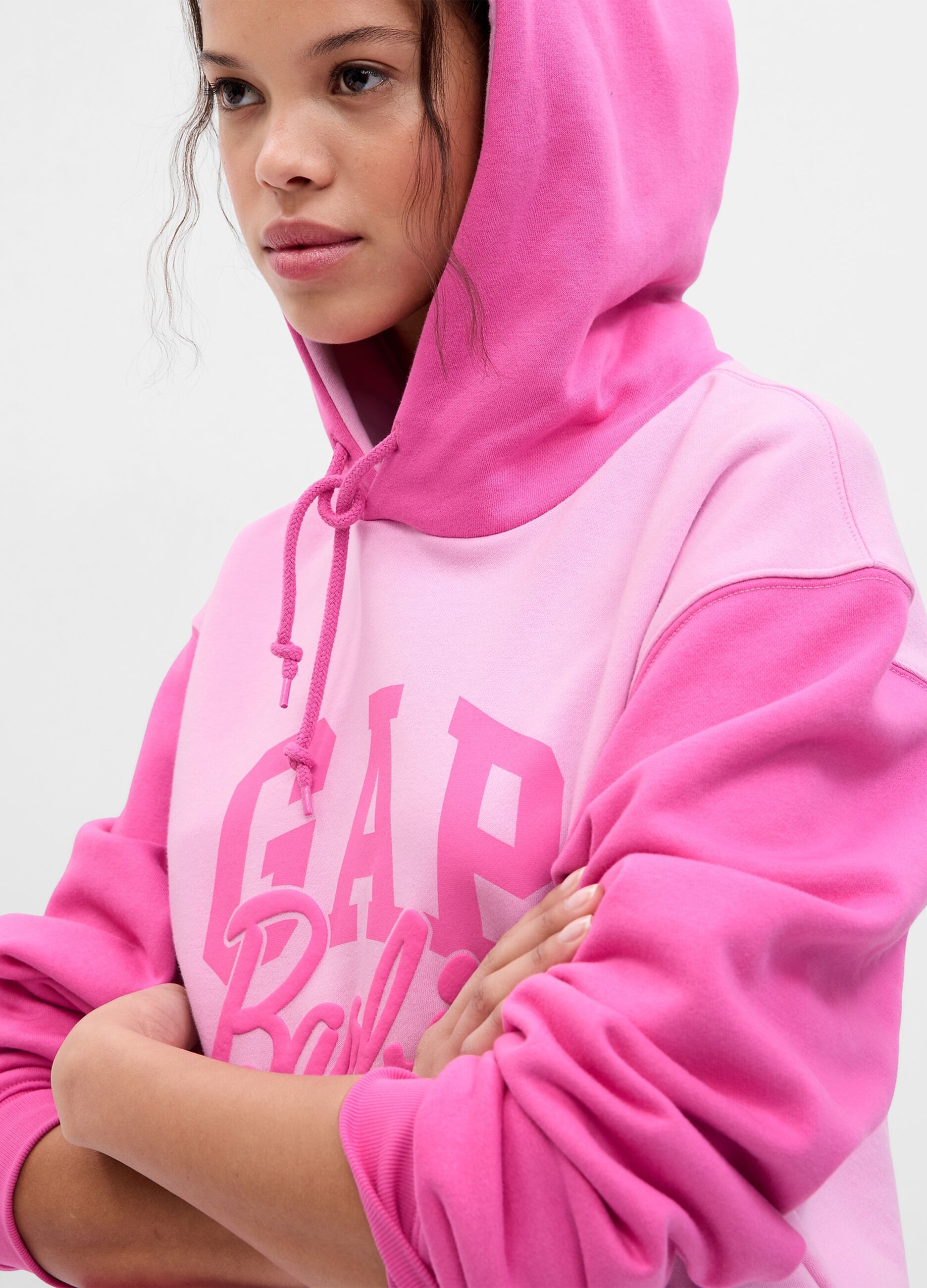Felpa con cappuccio e stampa Barbie