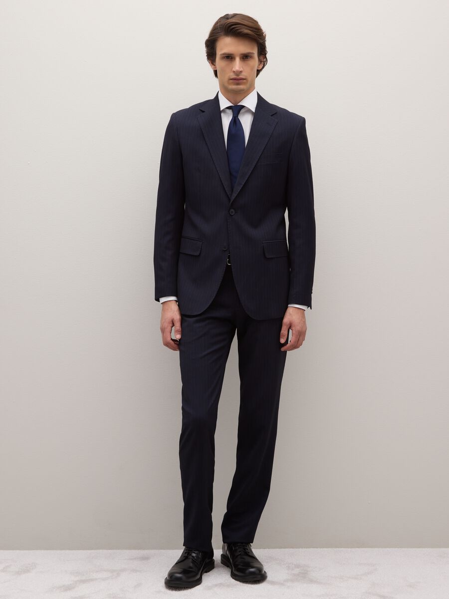 Cravatta blu in pura seta_0