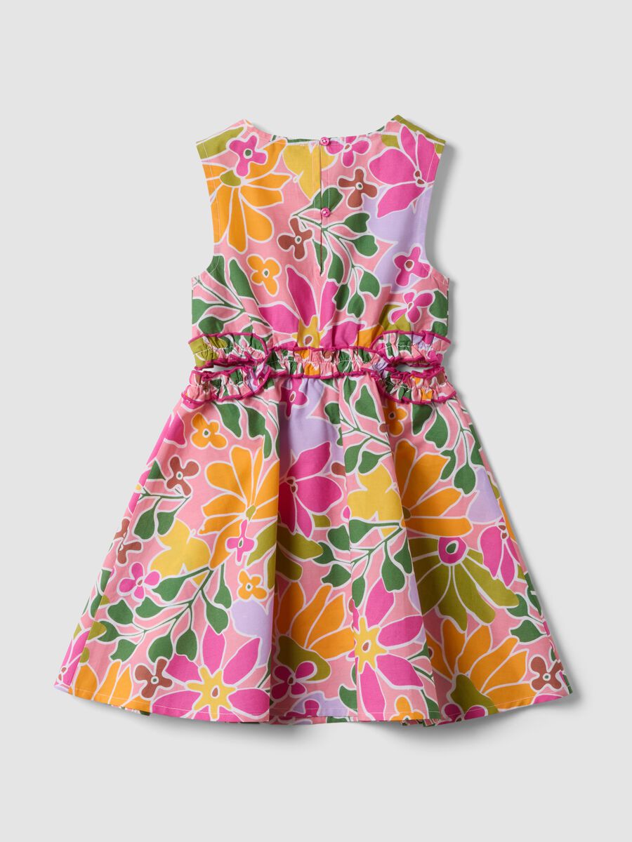 Multicoloured pure cotton dress with floral print_1