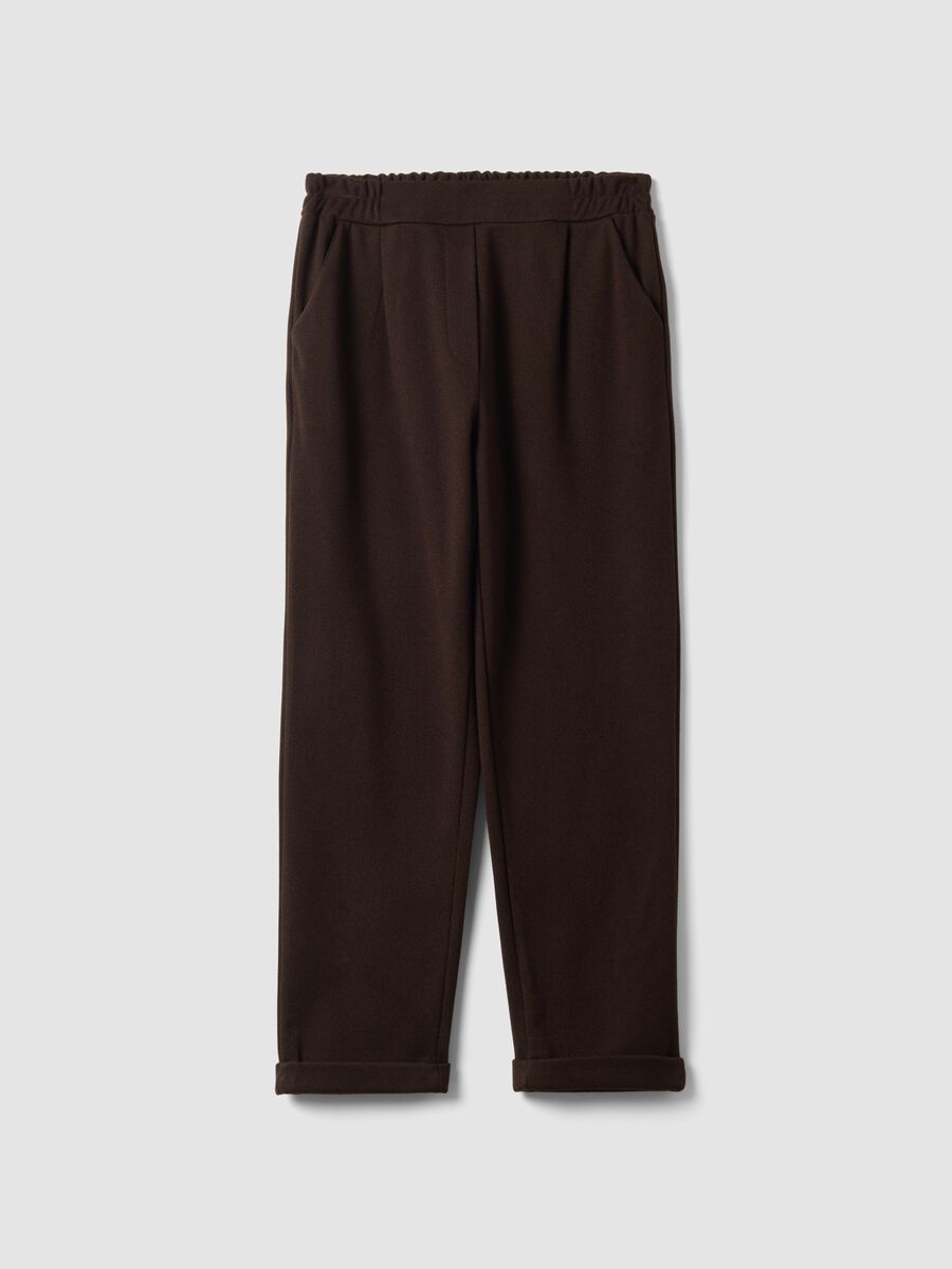 Pantaloni marroni regular fit con motivo chevron_4