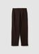 Pantaloni marroni regular fit con motivo chevron_4