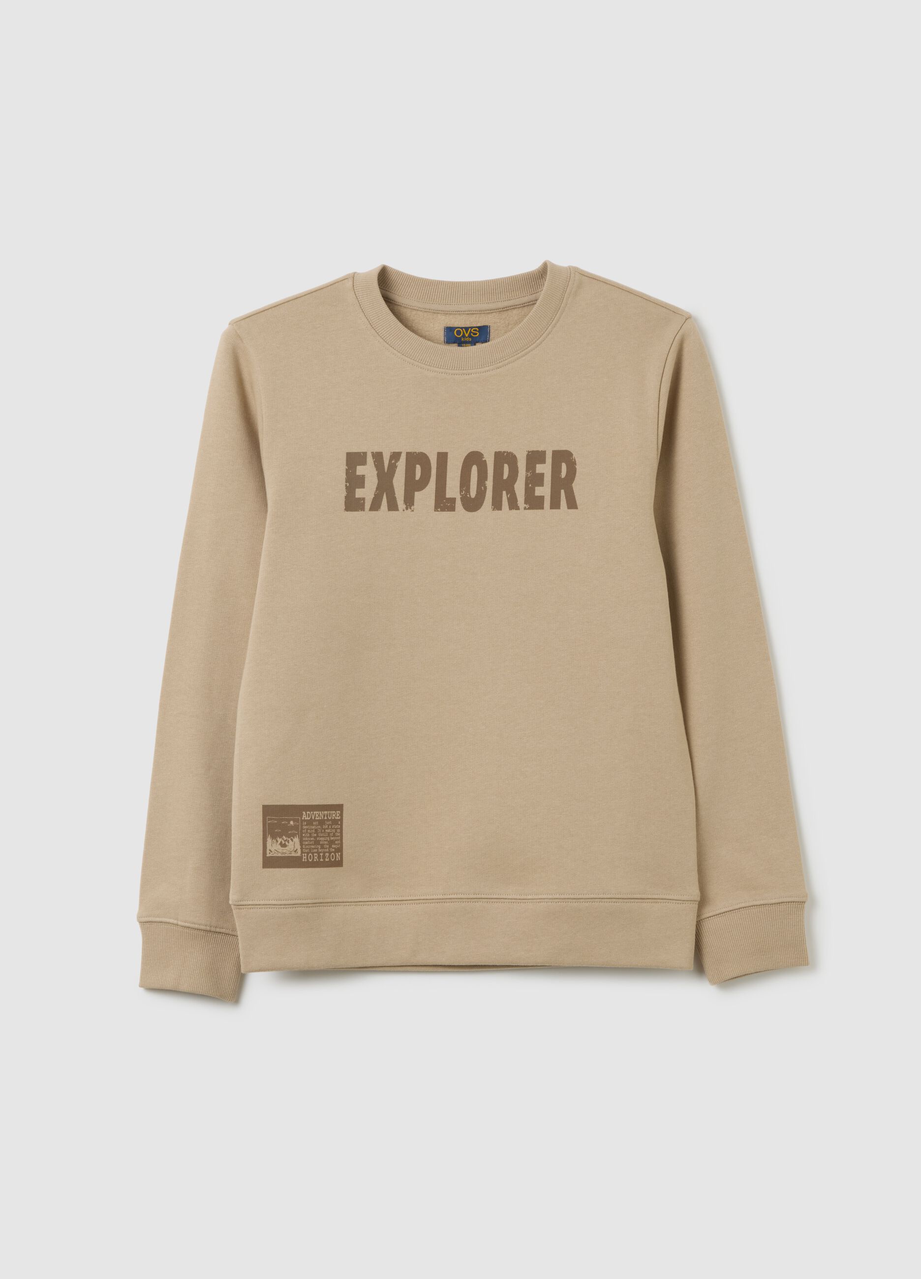 Beige pure cotton regular fit boy's sweatshirt