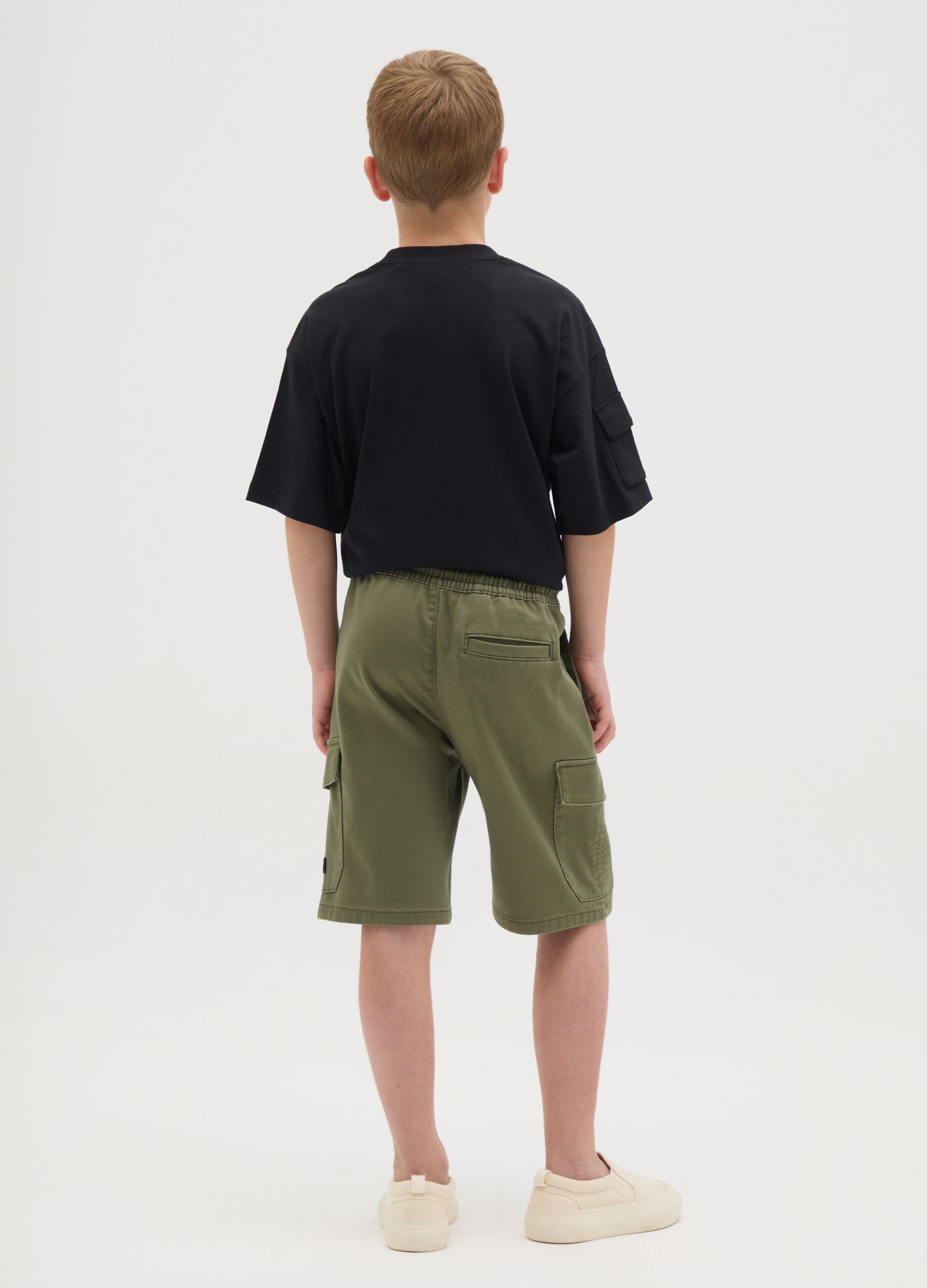 Boys' Regular Fit Green Cotton Blend Shorts