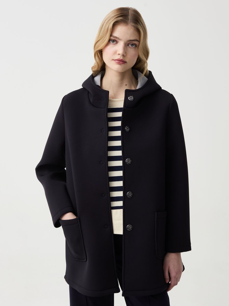 Long jacket with buttons and hood_0