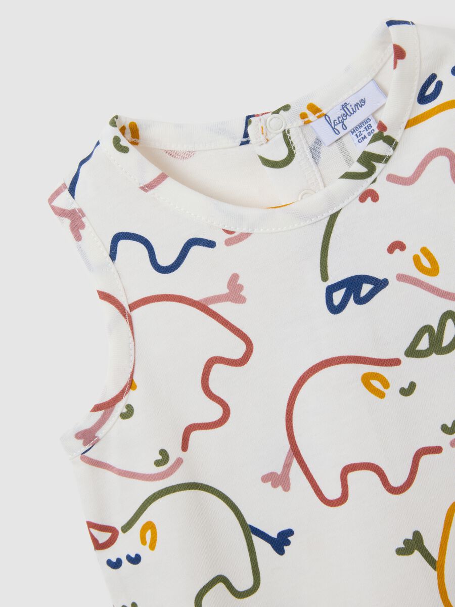 Children's sleeveless multicolour cotton T-shirt, regular fit with print_2