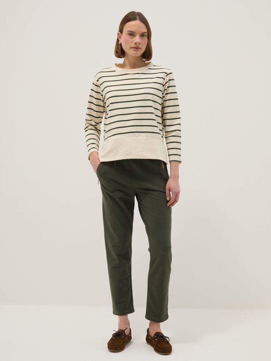 Pantaloni in cotone elasticizzato verdi regular fit_0