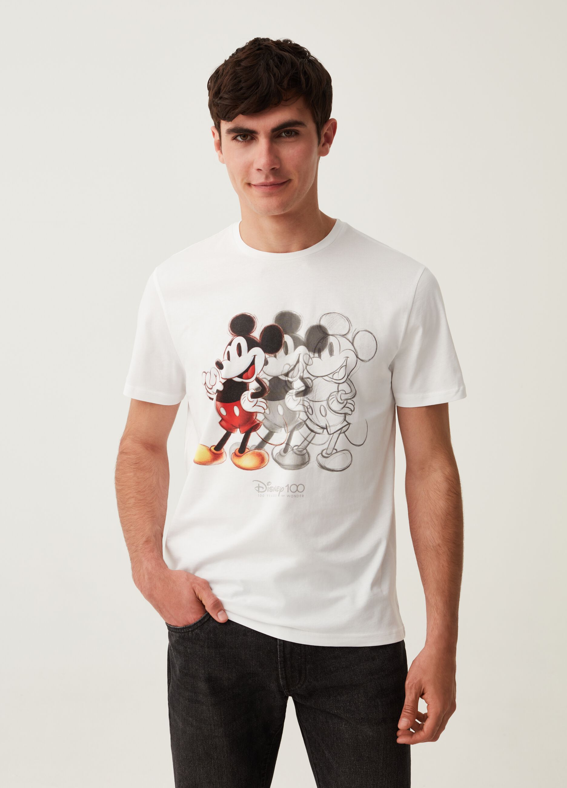 Cotton T-shirt with Disney 100th Anniversary print
