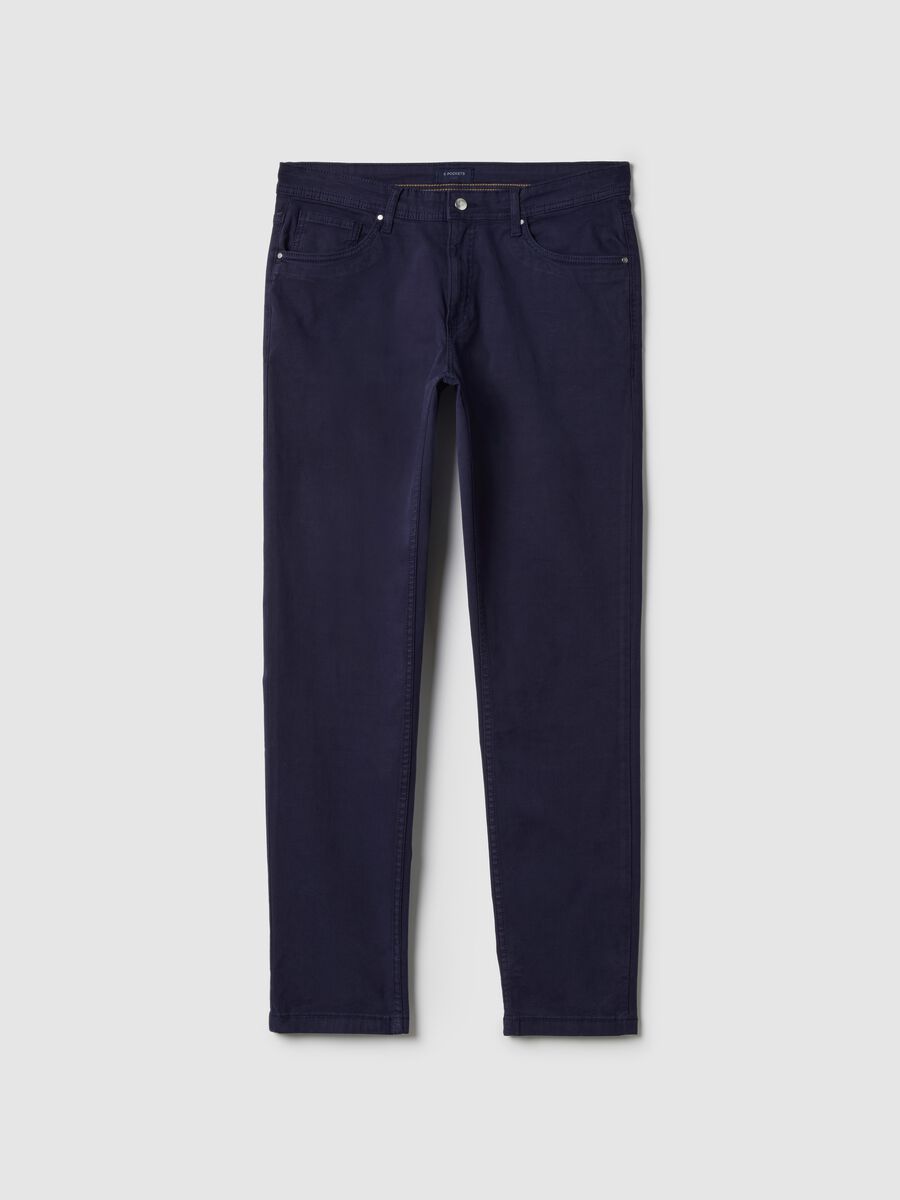Slim Fit Elasticated Cotton Blue Trousers_4