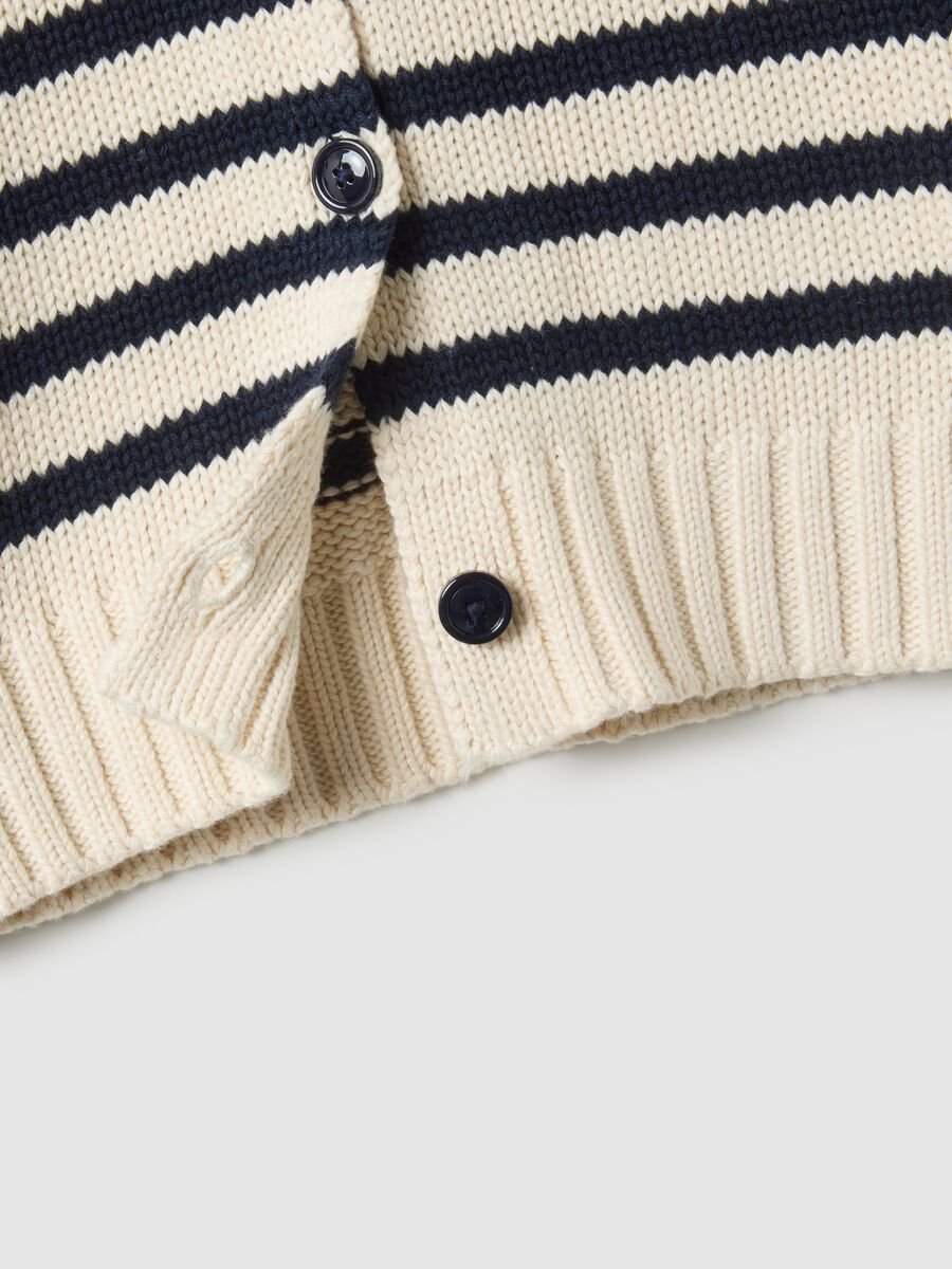 Multicolour striped cardigan in pure cotton regular fit with buttons_5