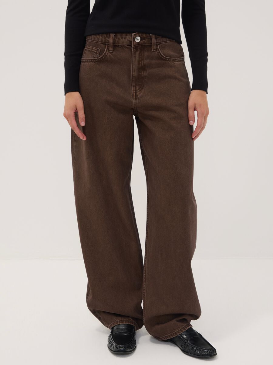 Jeans marroni in puro cotone barrel fit_1