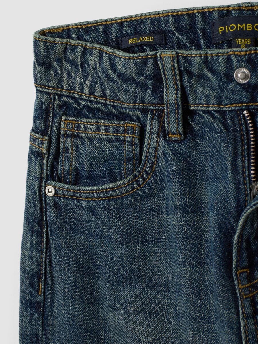 Jeans blu in puro cotone skater fit per bambino_3