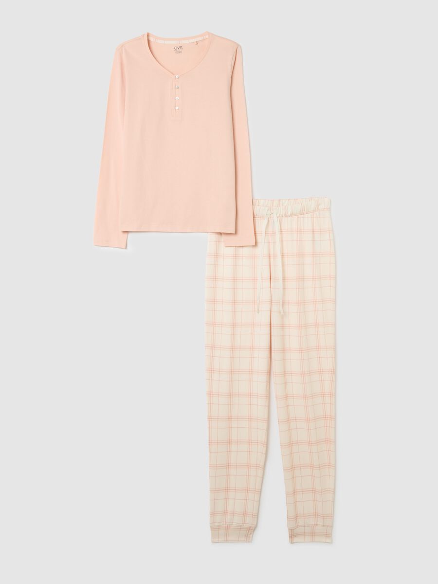 Regular fit pure cotton beige pyjamas_0