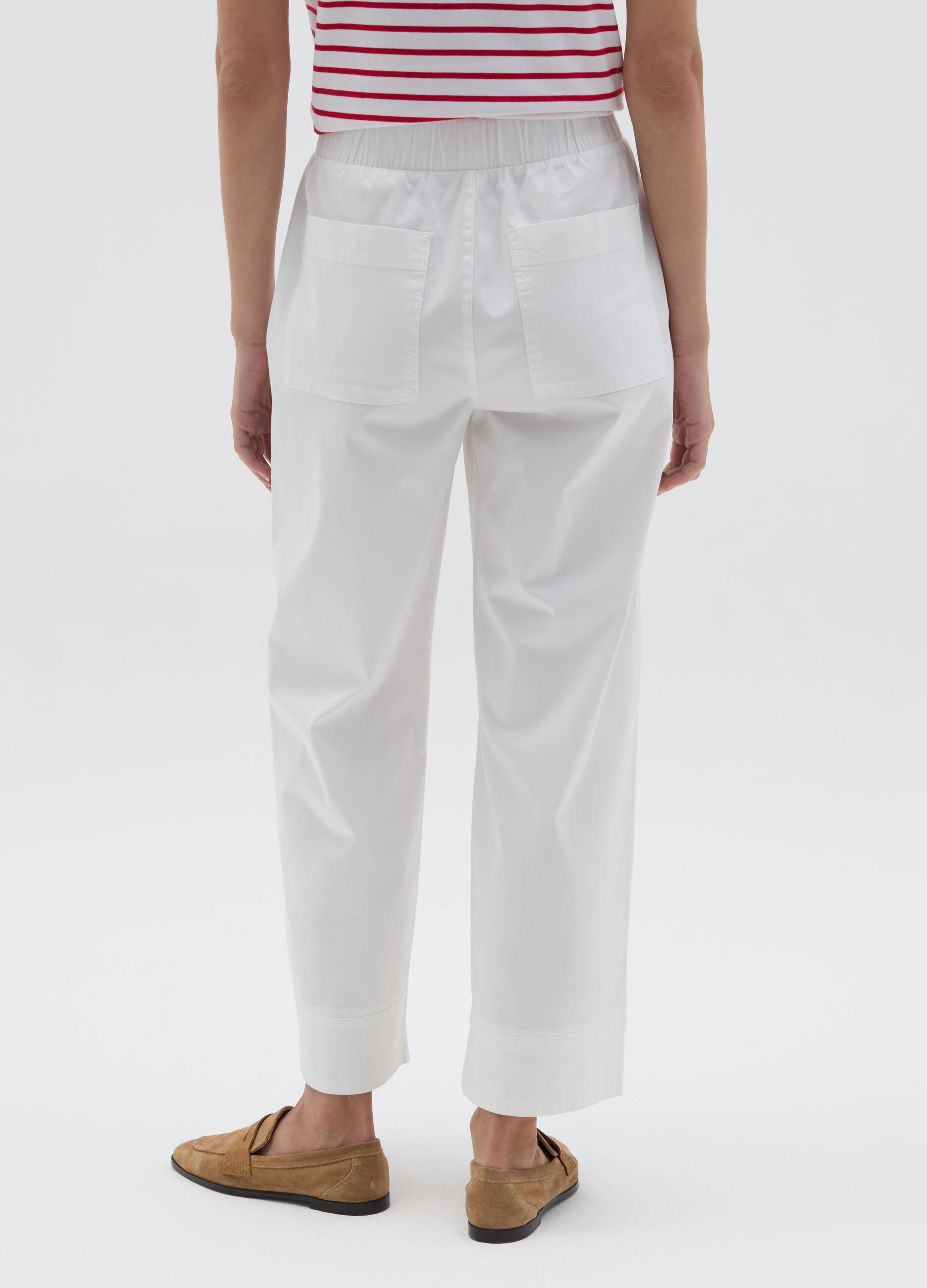 Wide-leg trousers in stretch cotton