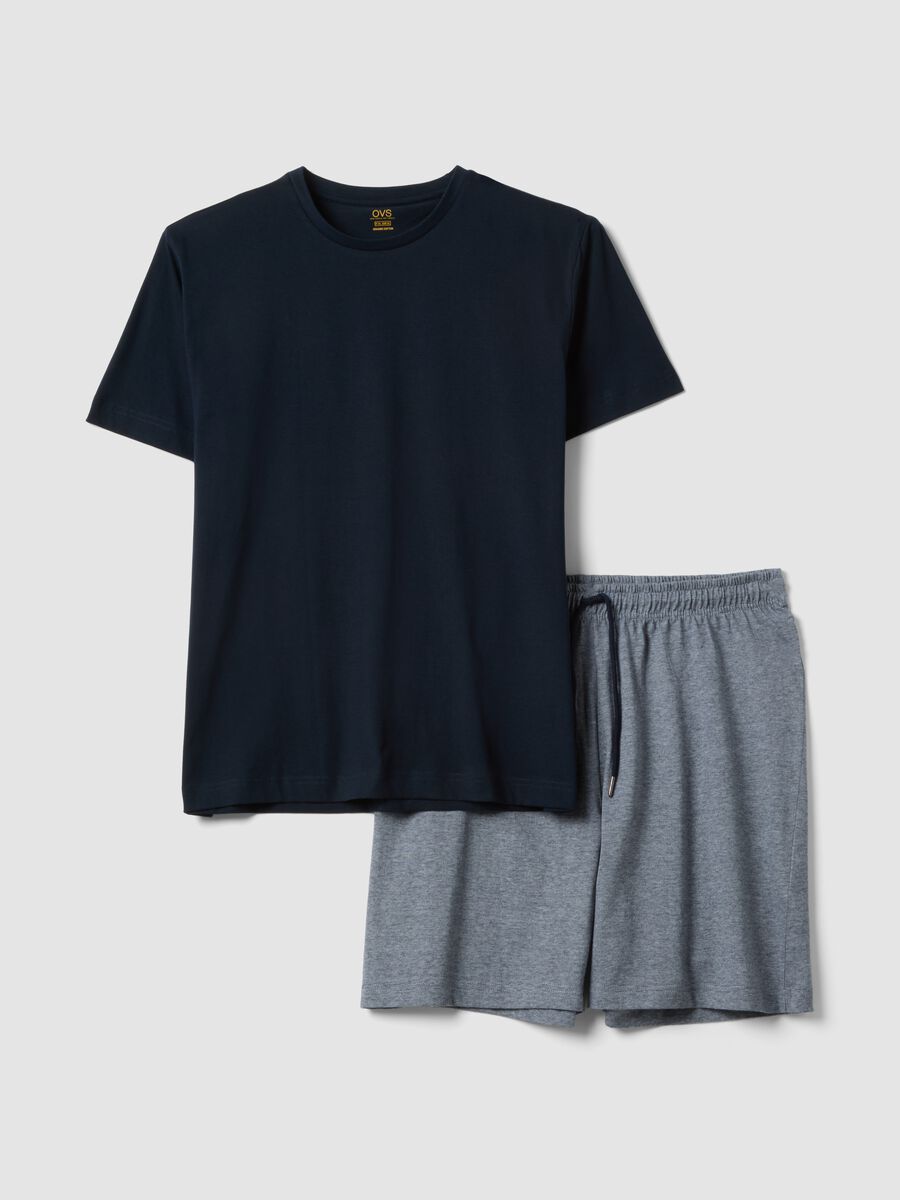 Pigiama corto in puro cotone organico multicolor regular fit_0