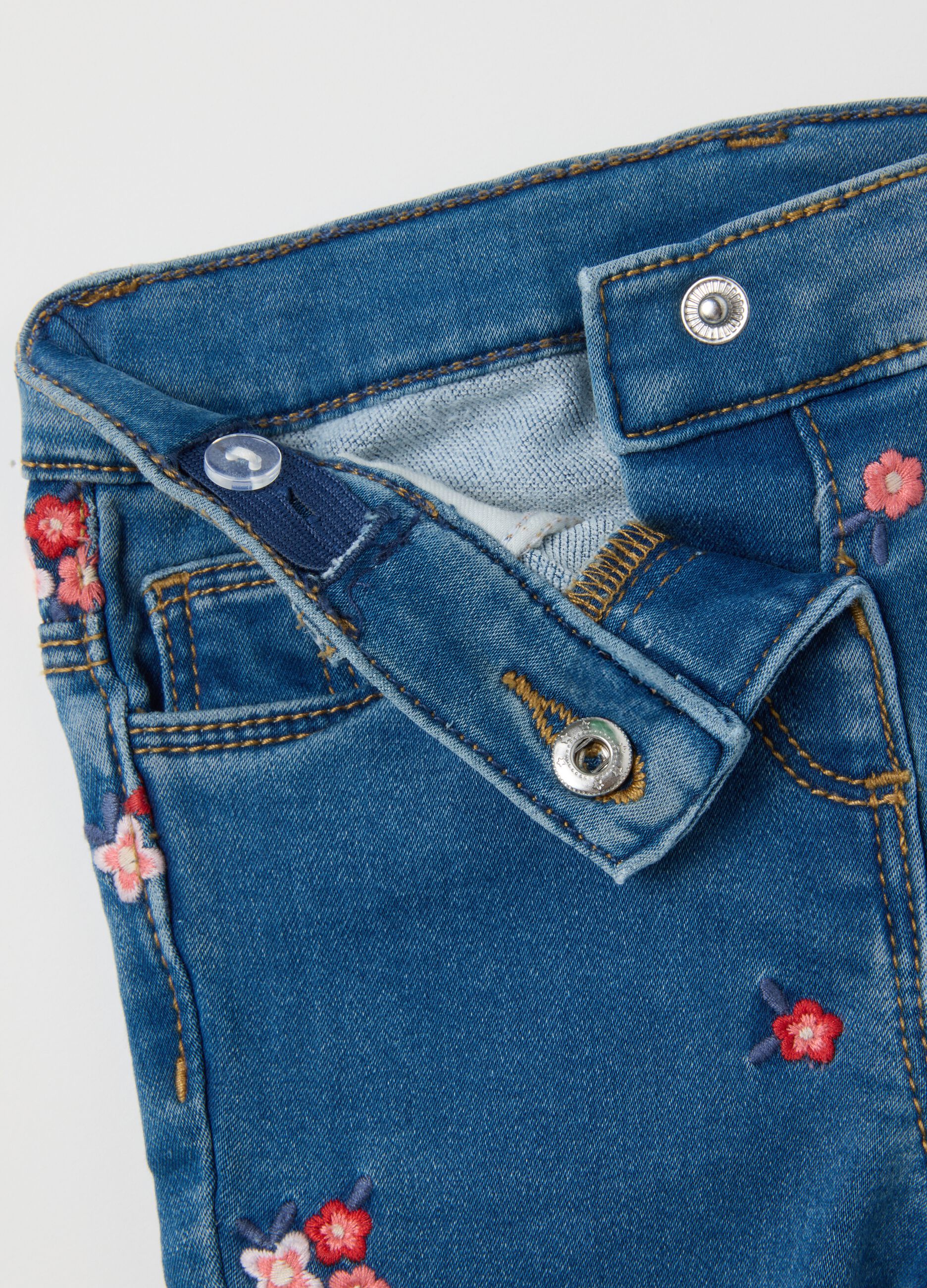 Slim fit floral denim jeans for girls