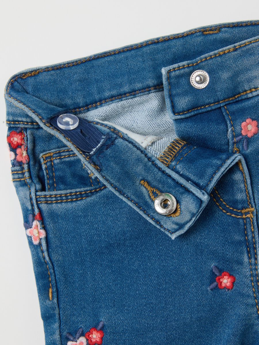 Slim fit floral denim jeans for girls_2