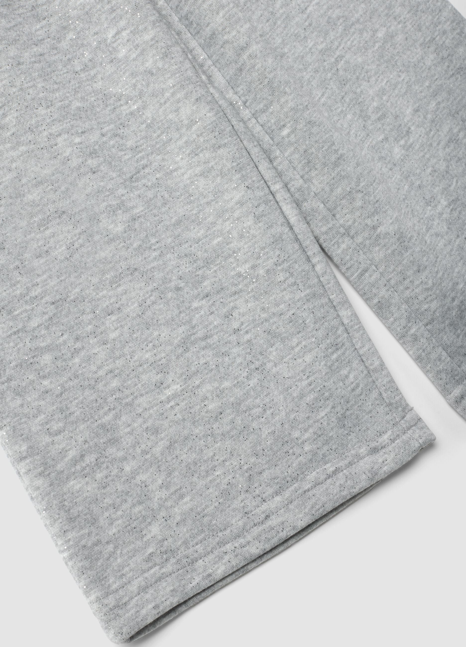 Jogger wide leg grigio melange con vita elasticizzata