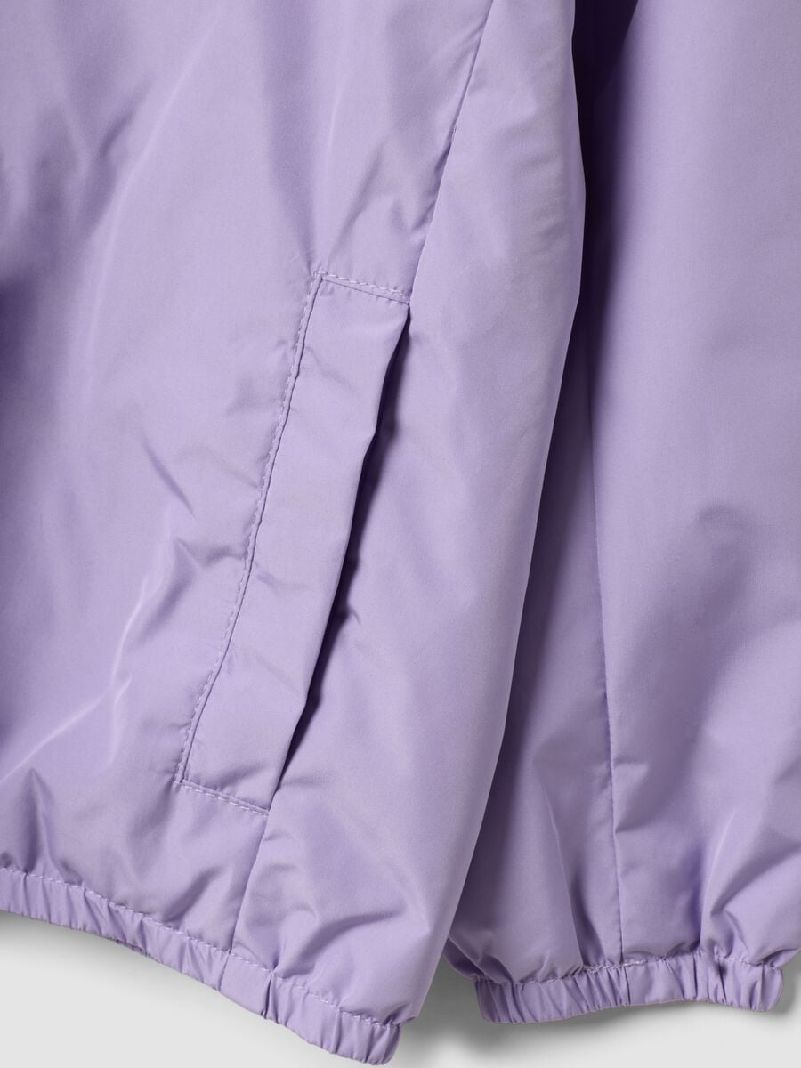 Purple hooded rain jacket with zip for girls, regular fit_2