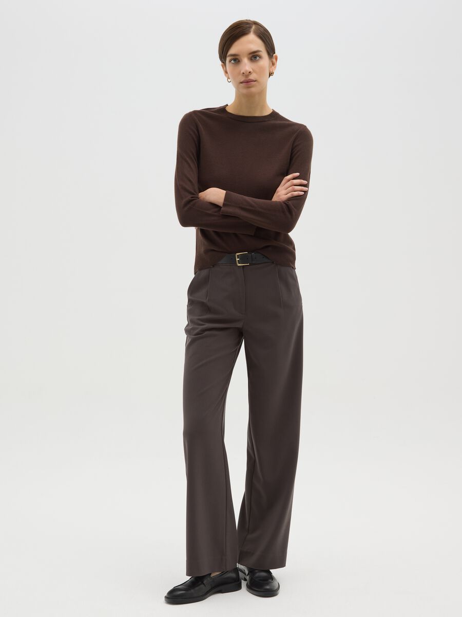 Brown Jersey Knit Sweater_1