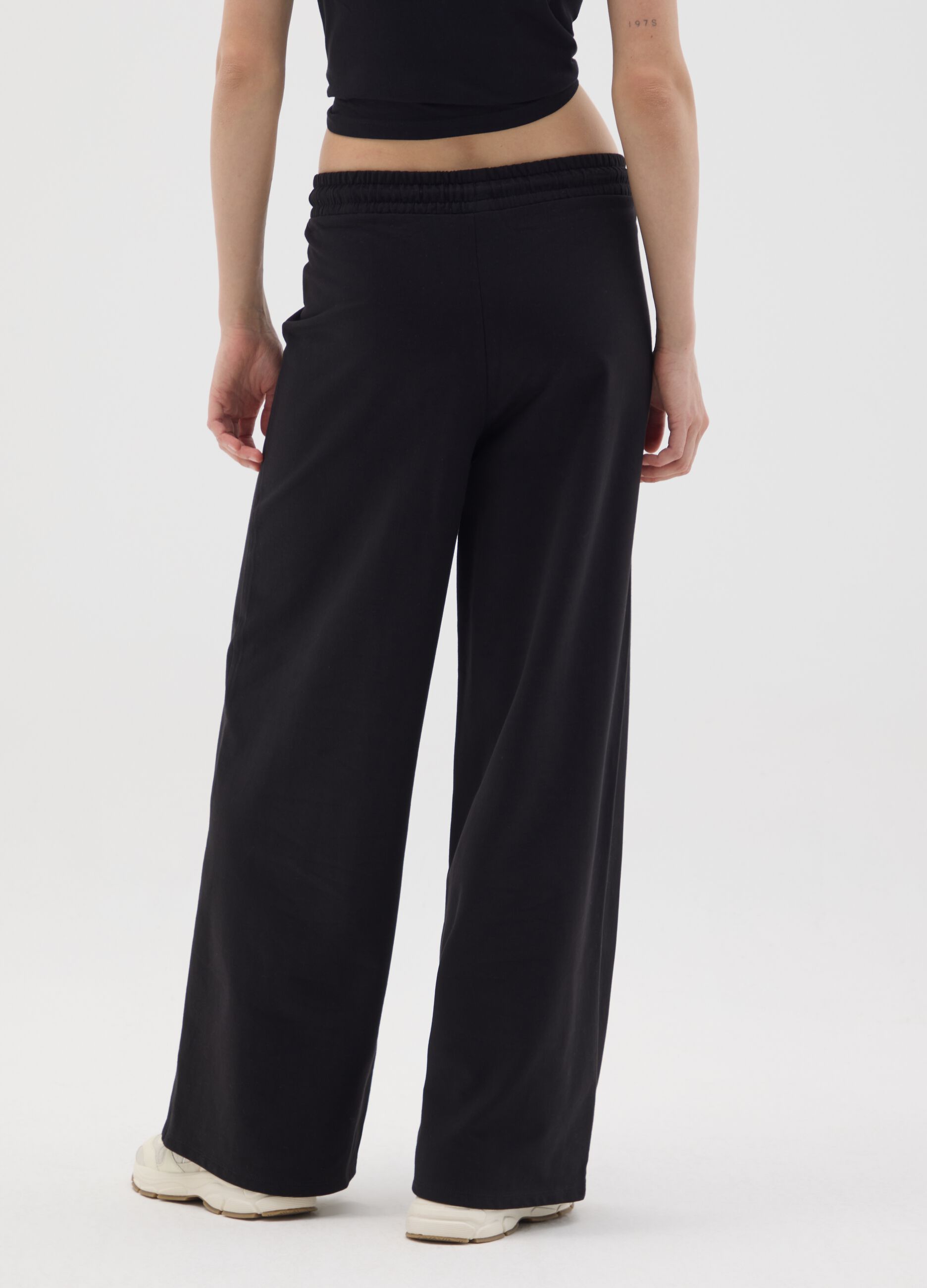 Black pure cotton trousers regular fit