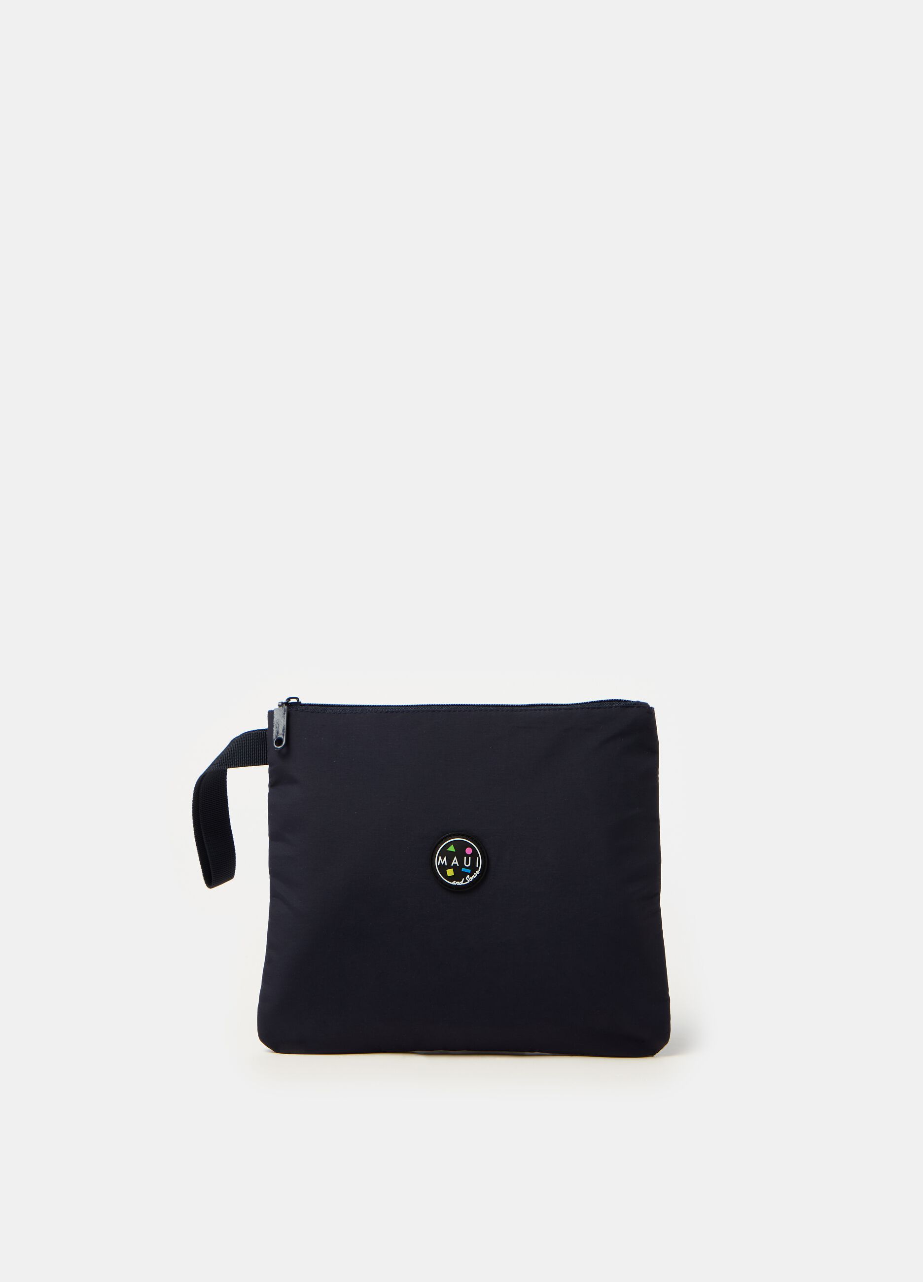 Pochette tinta unita con patch logo