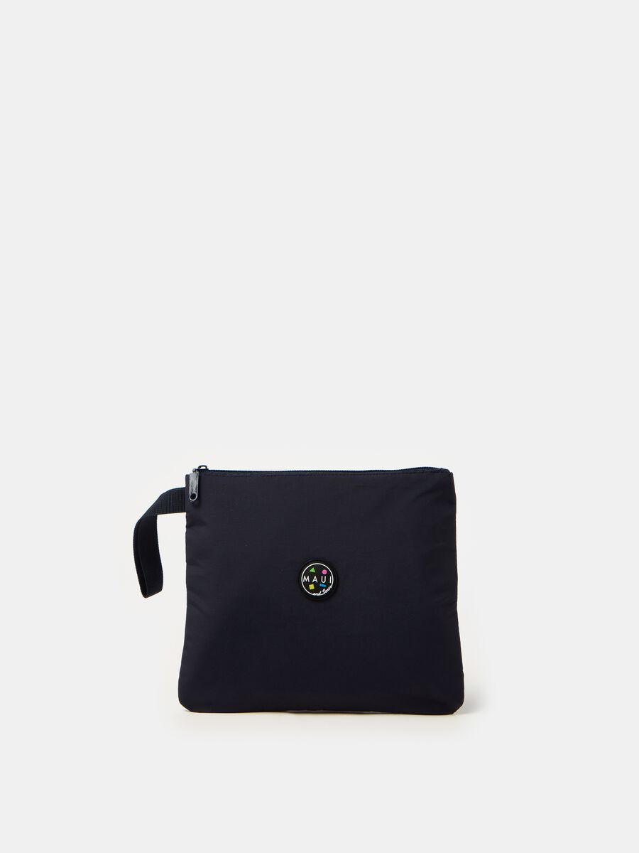 Solid colour clutch bag with logo patch _0
