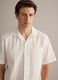 White pure organic cotton bowling-collar shirt, regular fit_2
