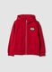 Red cotton-blend hoodie with racing print, relaxed fit_0
