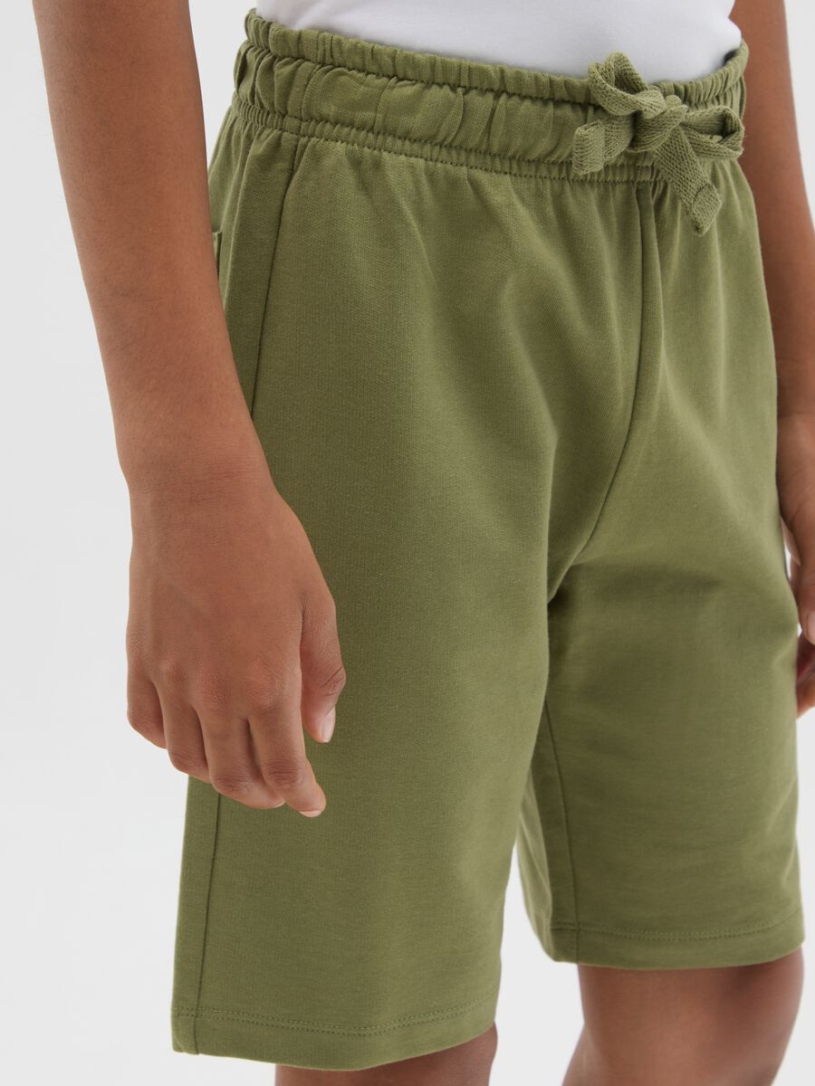Shorts da ragazzo in puro cotone verde regular fit_2