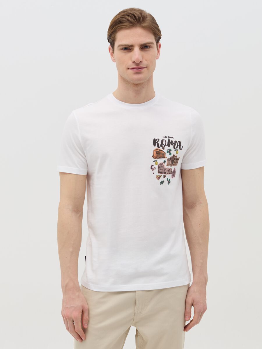 Cotton T-shirt with "Ciao from Roma" print_0
