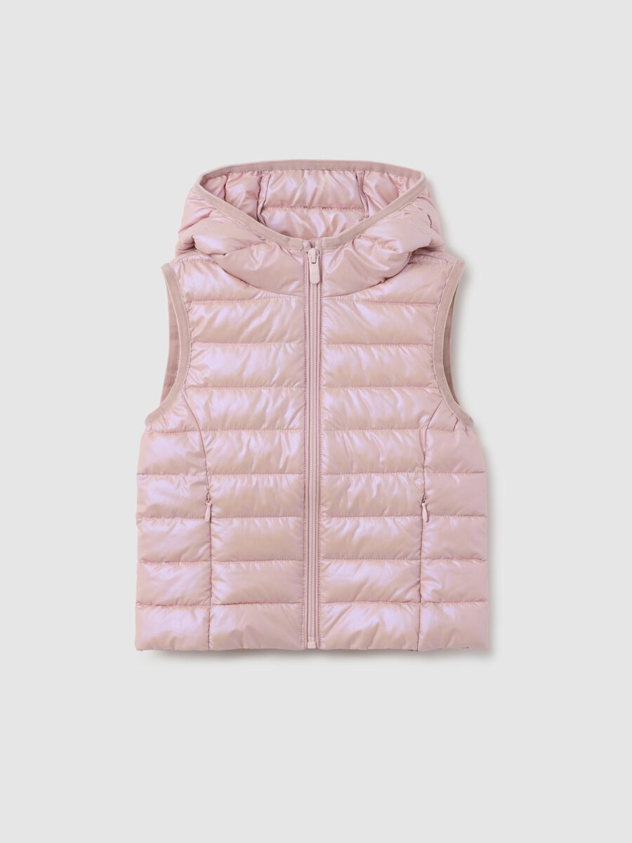 Girls' Sleeveless Padded Pink Hooded Gilet_0