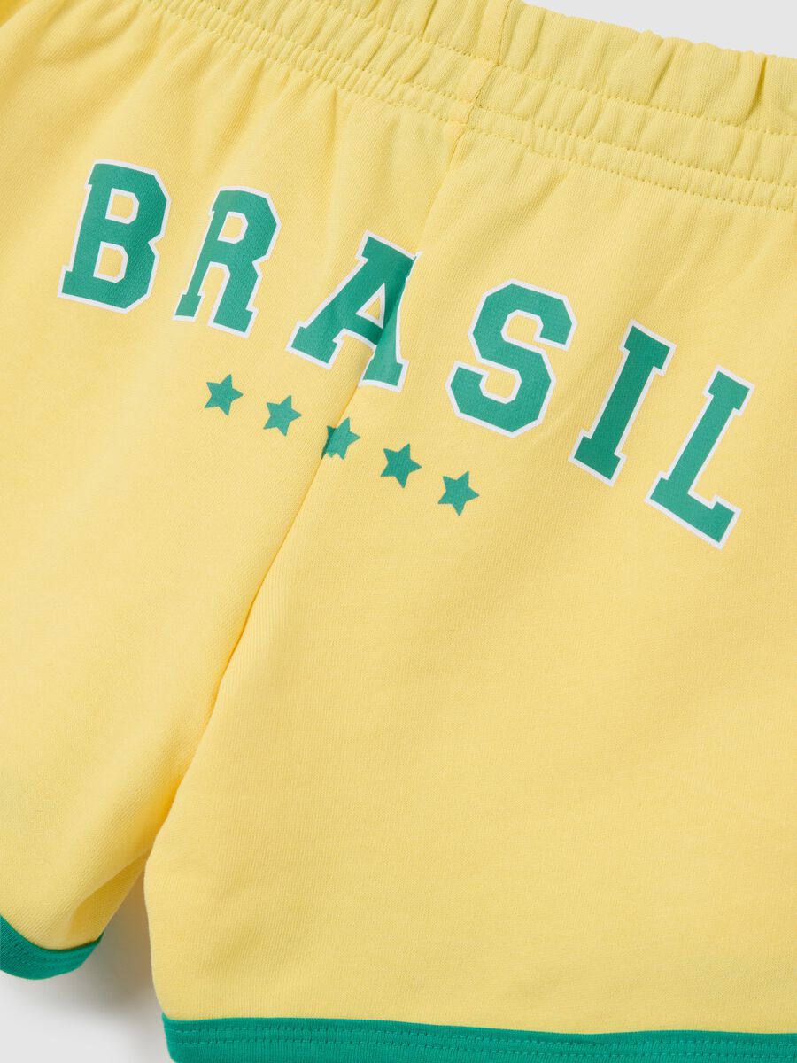 Women’s shorts in 100% yellow cotton with regular fit and print_5