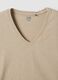 Beige pure cotton V-neck T-shirt_1