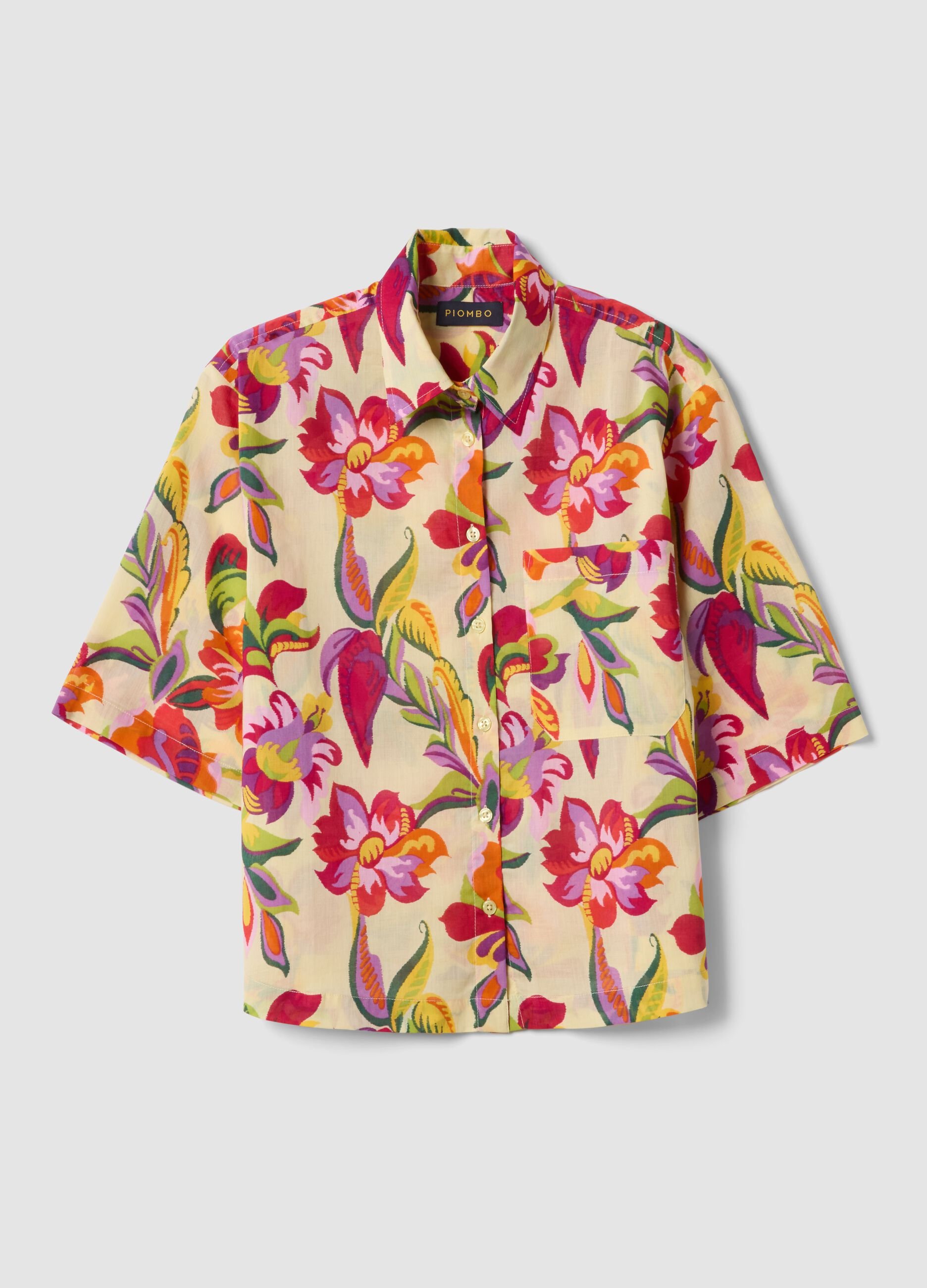 Multicolour pure cotton shirt with bold print and oversized fit