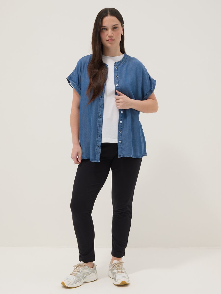 Leggings in cotone elasticizzato nero slim fit_0