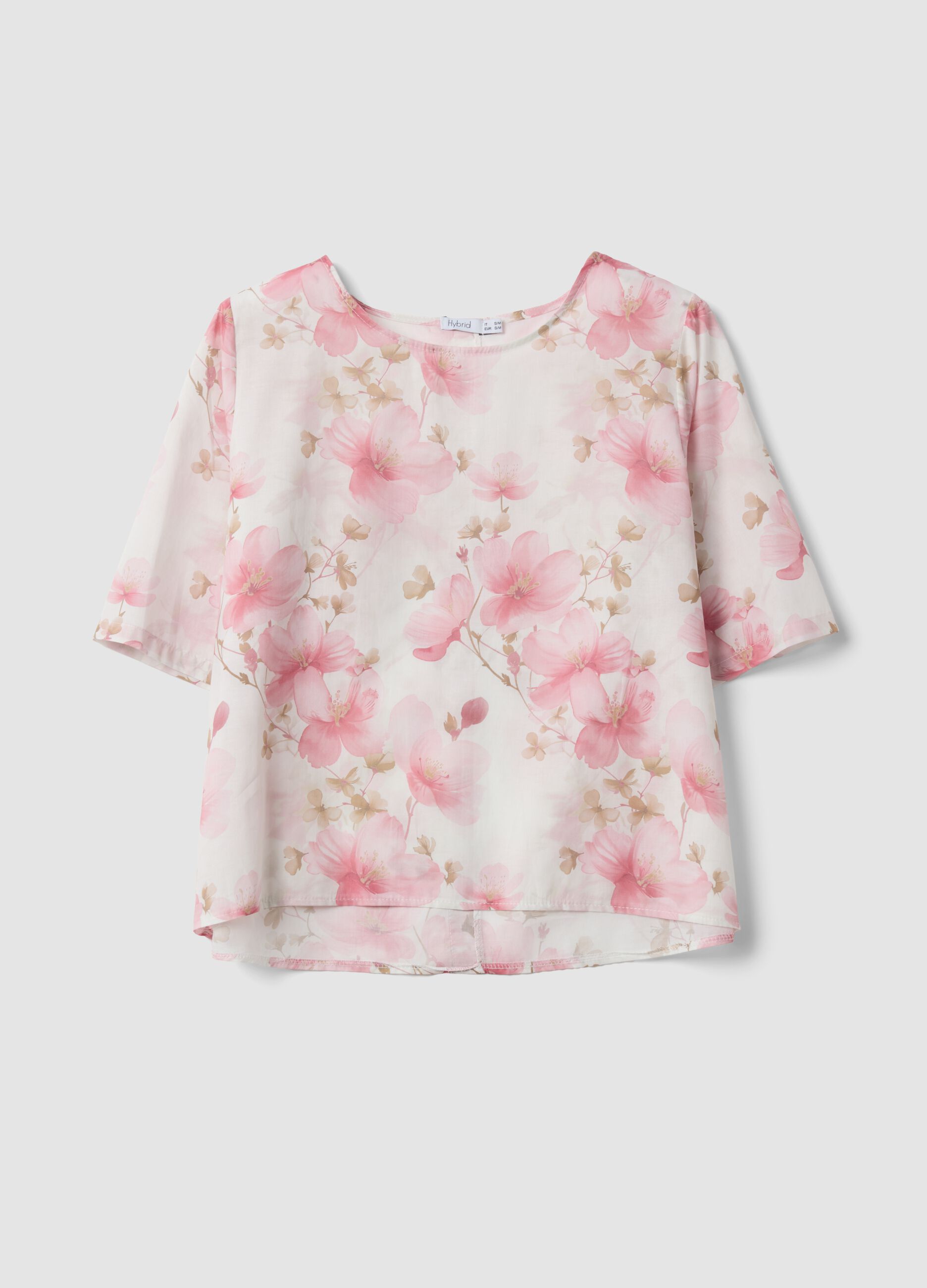 Pink pure cotton top with floral print