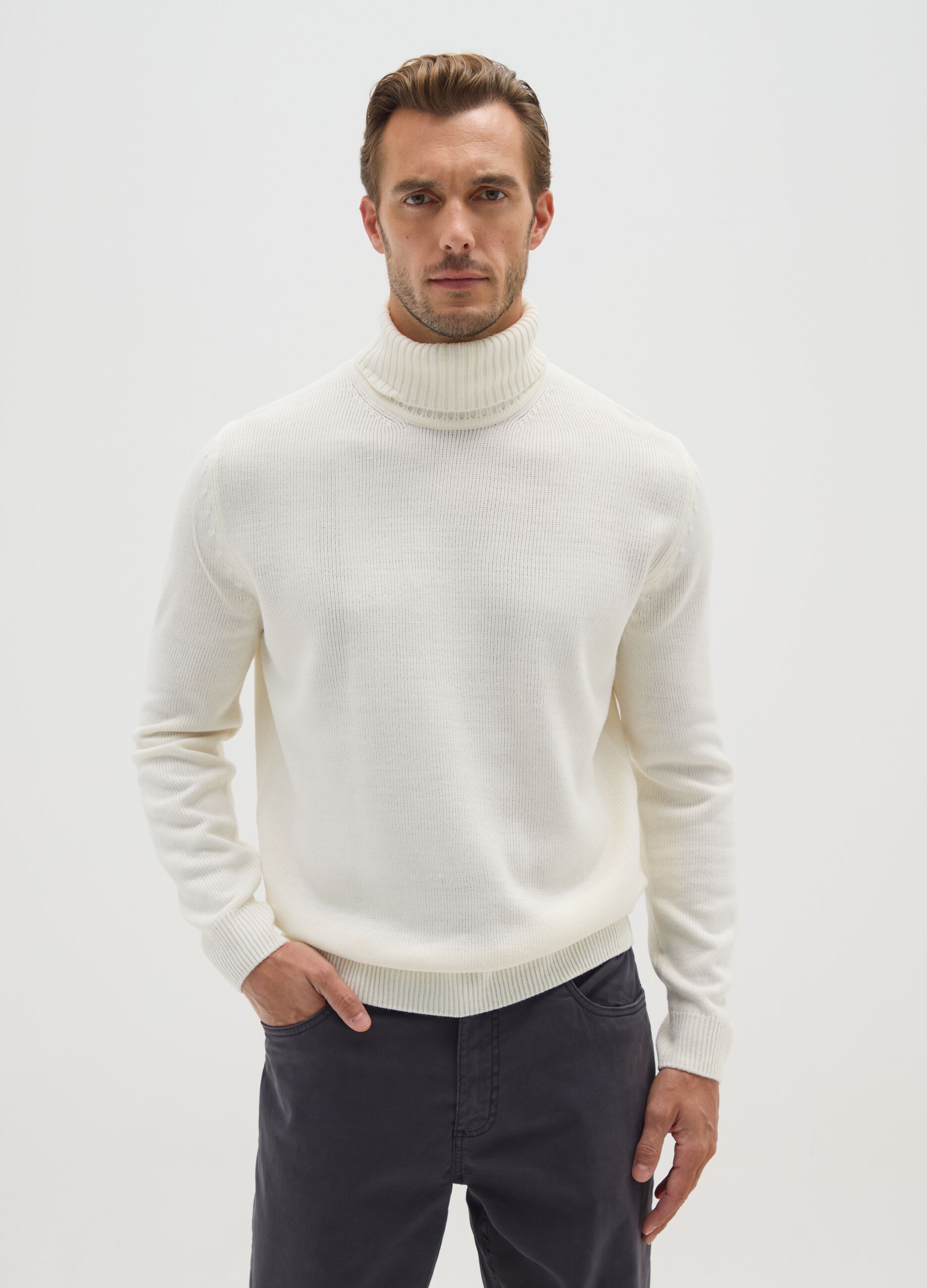 White Acrylic Turtleneck Jumper