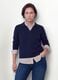 Blue viscose-blend polo-collar jumper with relaxed fit_1