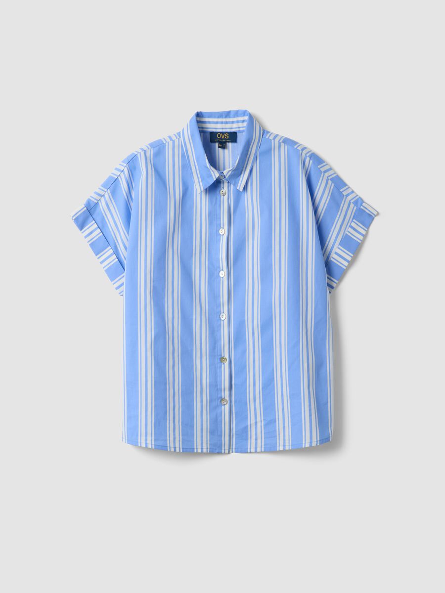 Blue striped pure cotton shirt_4