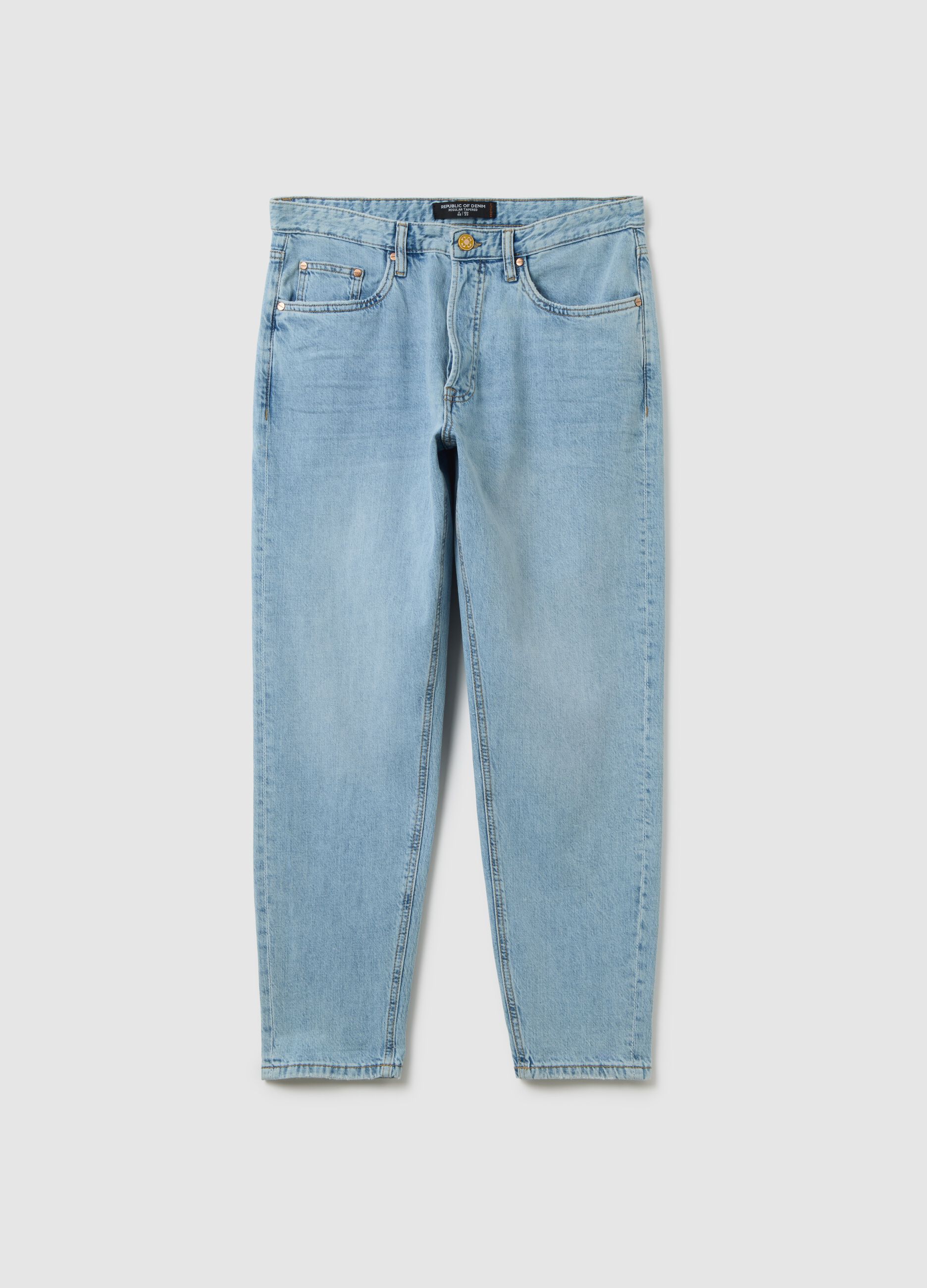 Jeans da uomo in denim chiaro regular tapered