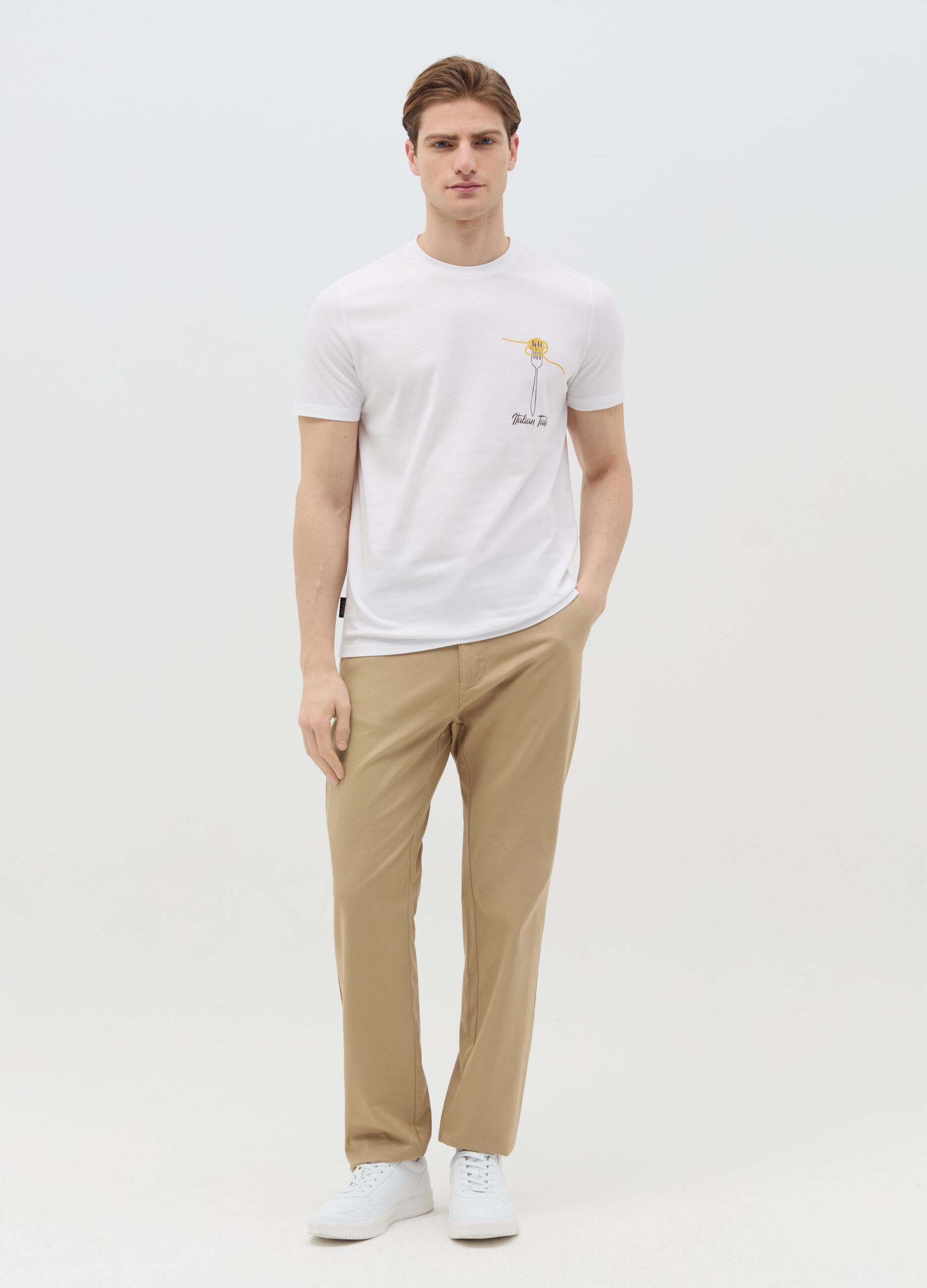 Cotton T-shirt with "Italian Taste" print