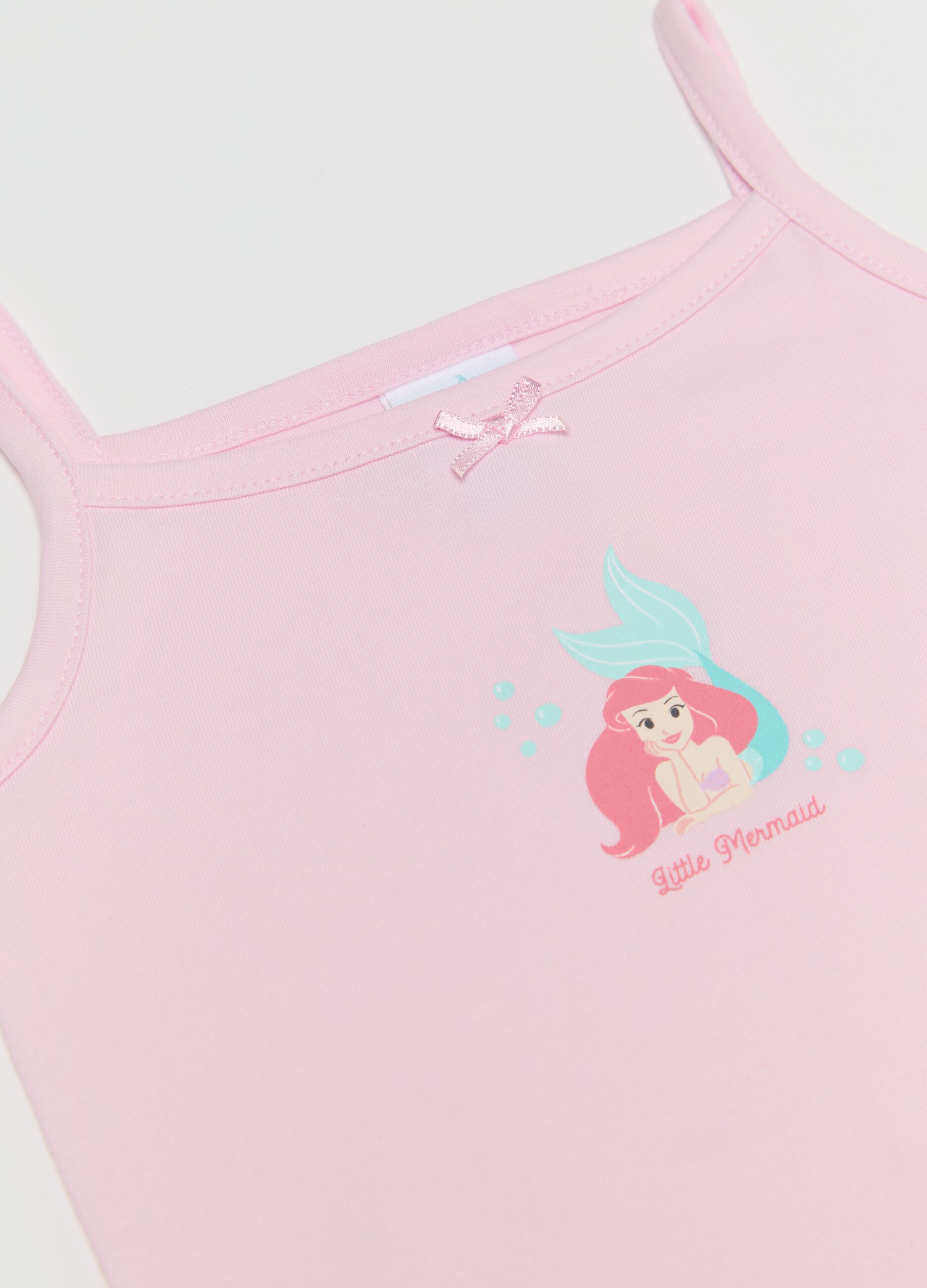 Two-pack pink cotton vests with The Little Mermaid print