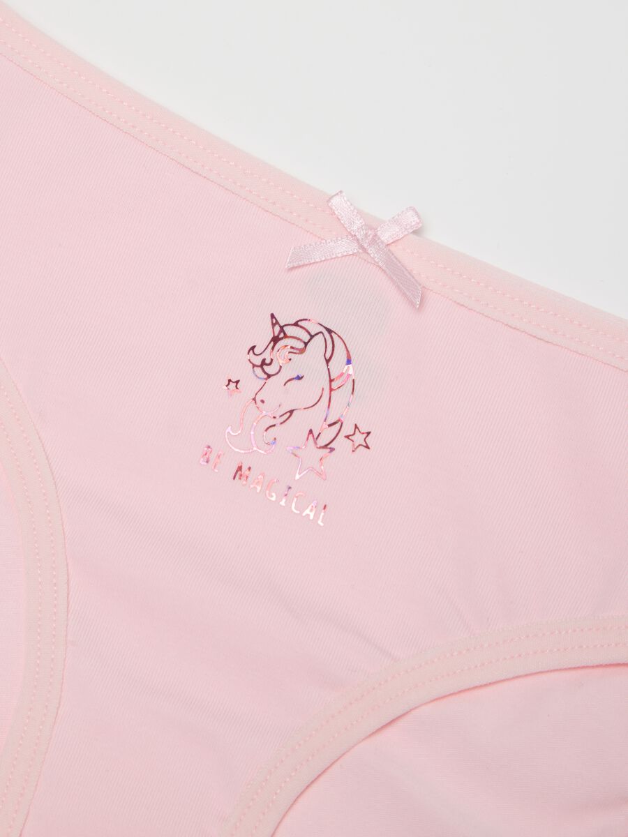Mutandine in cotone elasticizzato rosa da bambina regular fit con unicorno_2