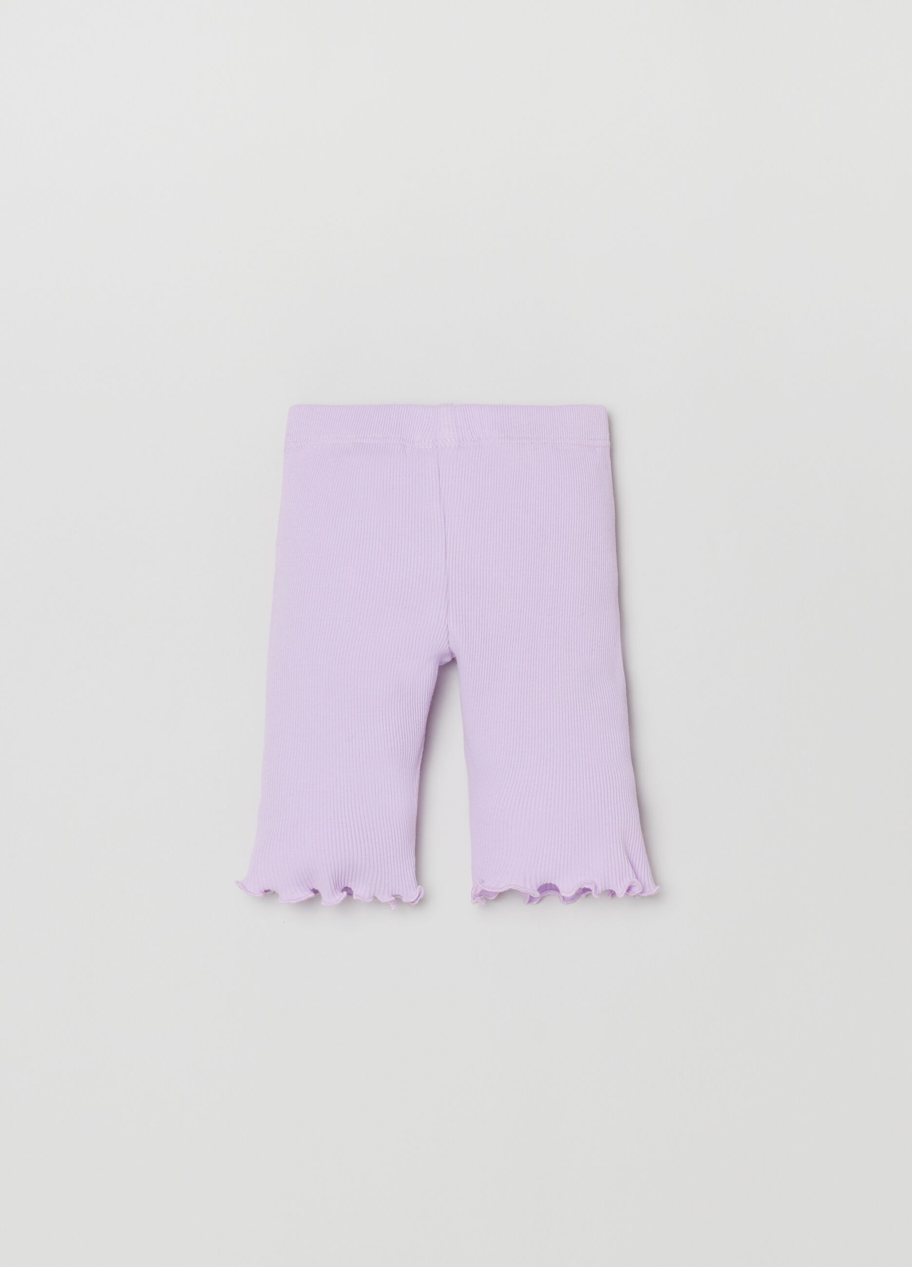 Leggings a costine con orlo ondulato_1