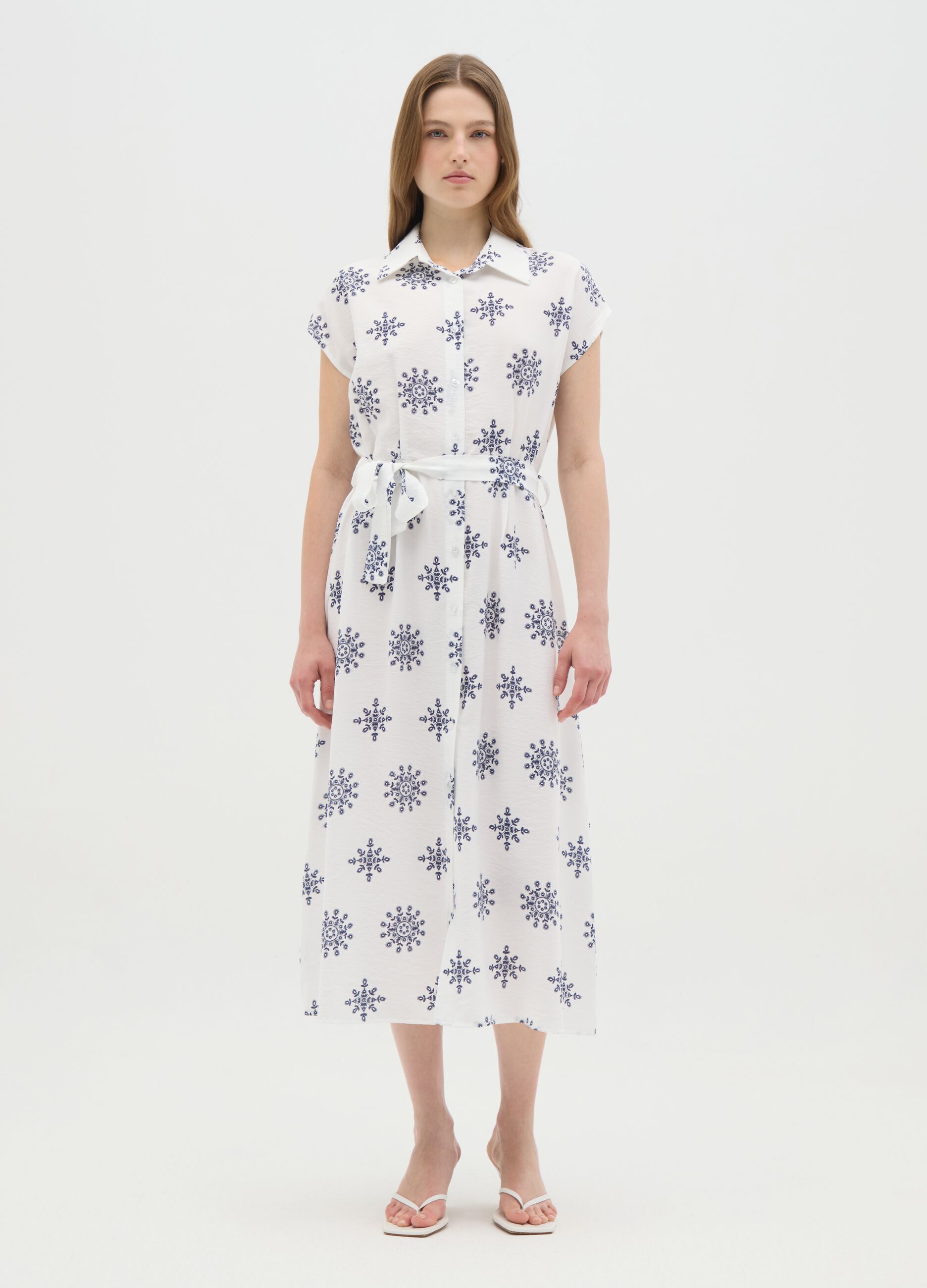 Women's long white dress in regular fit blend