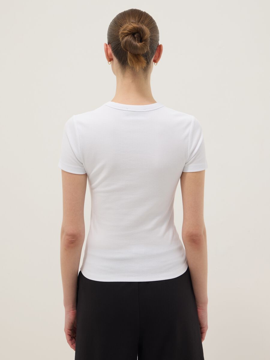 White fitted short-sleeve stretch cotton T-shirt_3