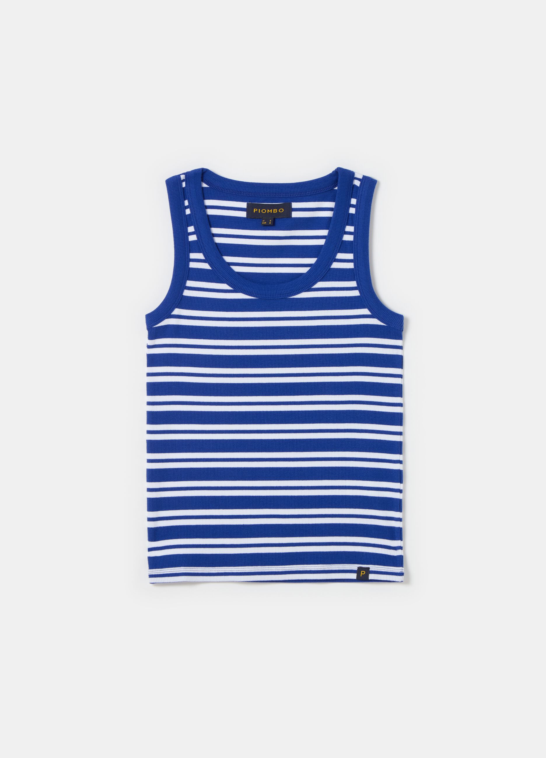 Ribbed tank top with striped pattern