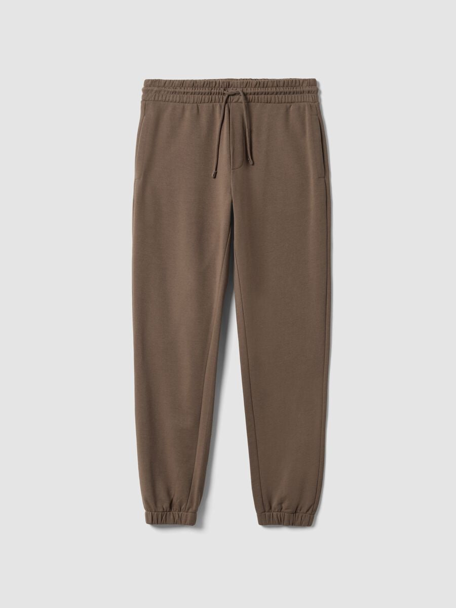 Pantaloni jogger marroni in misto cotone regular fit_0