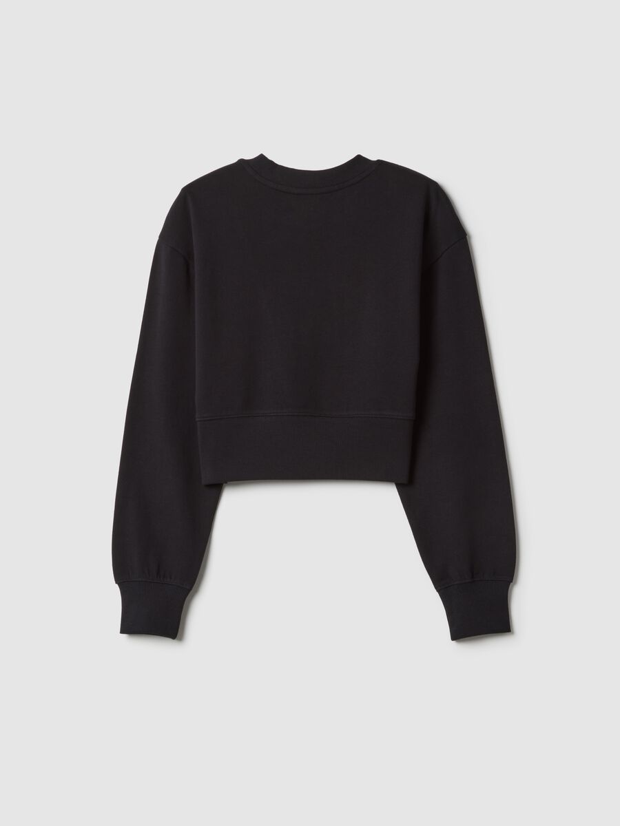 Girl's black crew-neck sweatshirt in pure cotton regular fit_4