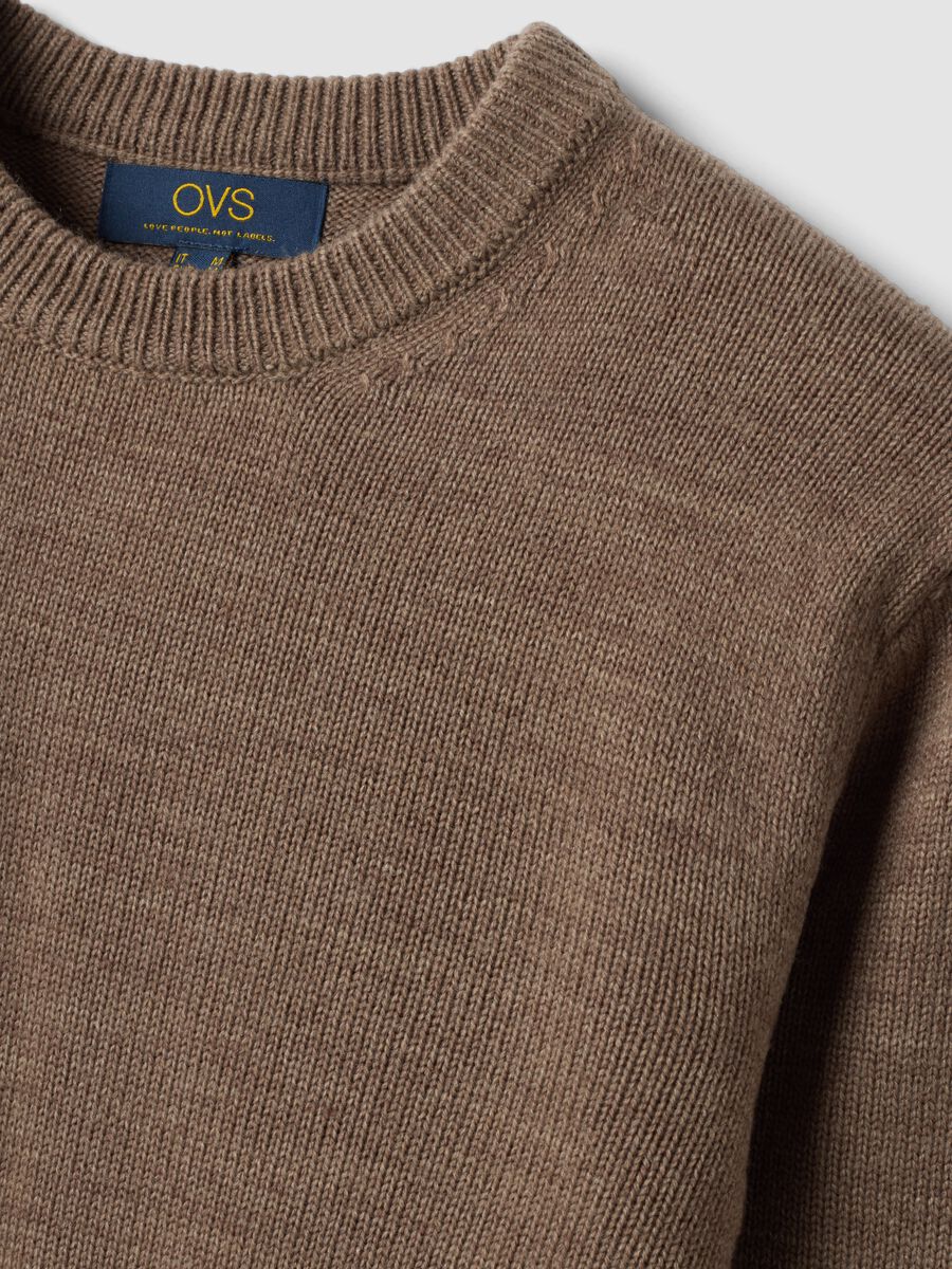Maglia marrone girocollo in jersey knit regular fit_1